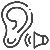 Icono de oreja escuchando sonido