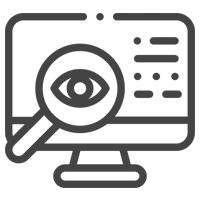 Icono de lupa vigilando una pantalla